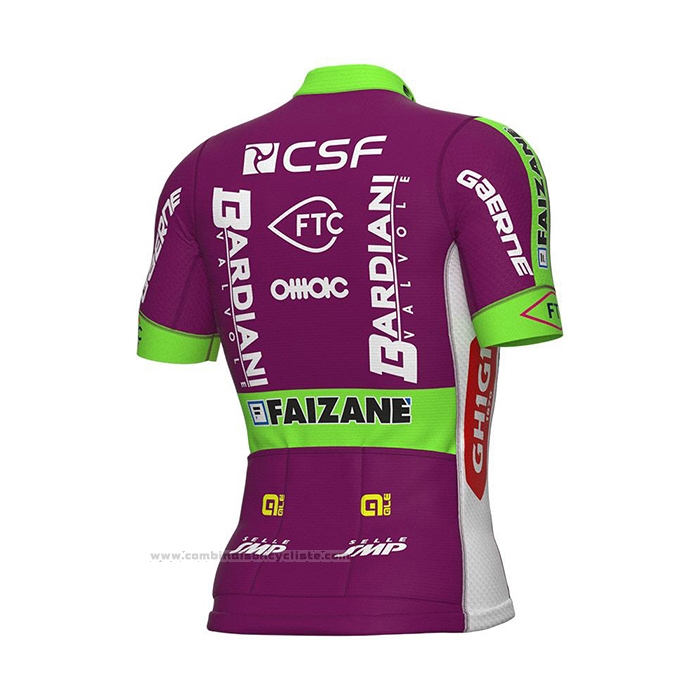2022 Maillot Cyclisme Bardiani Csf Violet Vert Manches Courtes et Cuissard